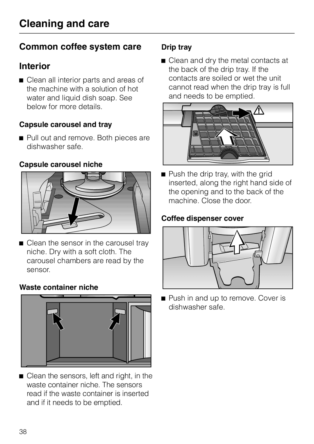 Miele CVA 2660 installation instructions Common coffee system care Interior 