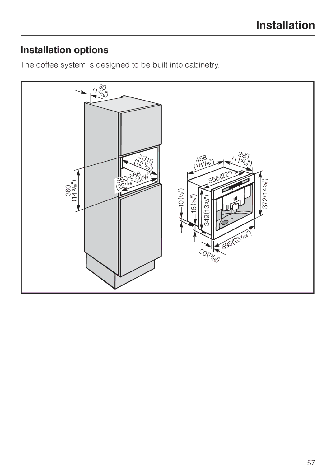 Miele CVA 2660 manual Installation options 