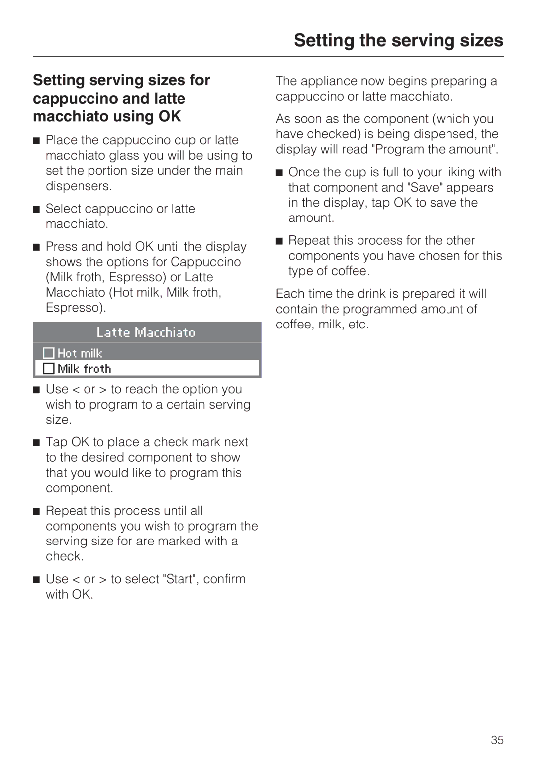 Miele CVA 4066 installation instructions Latte Macchiato 