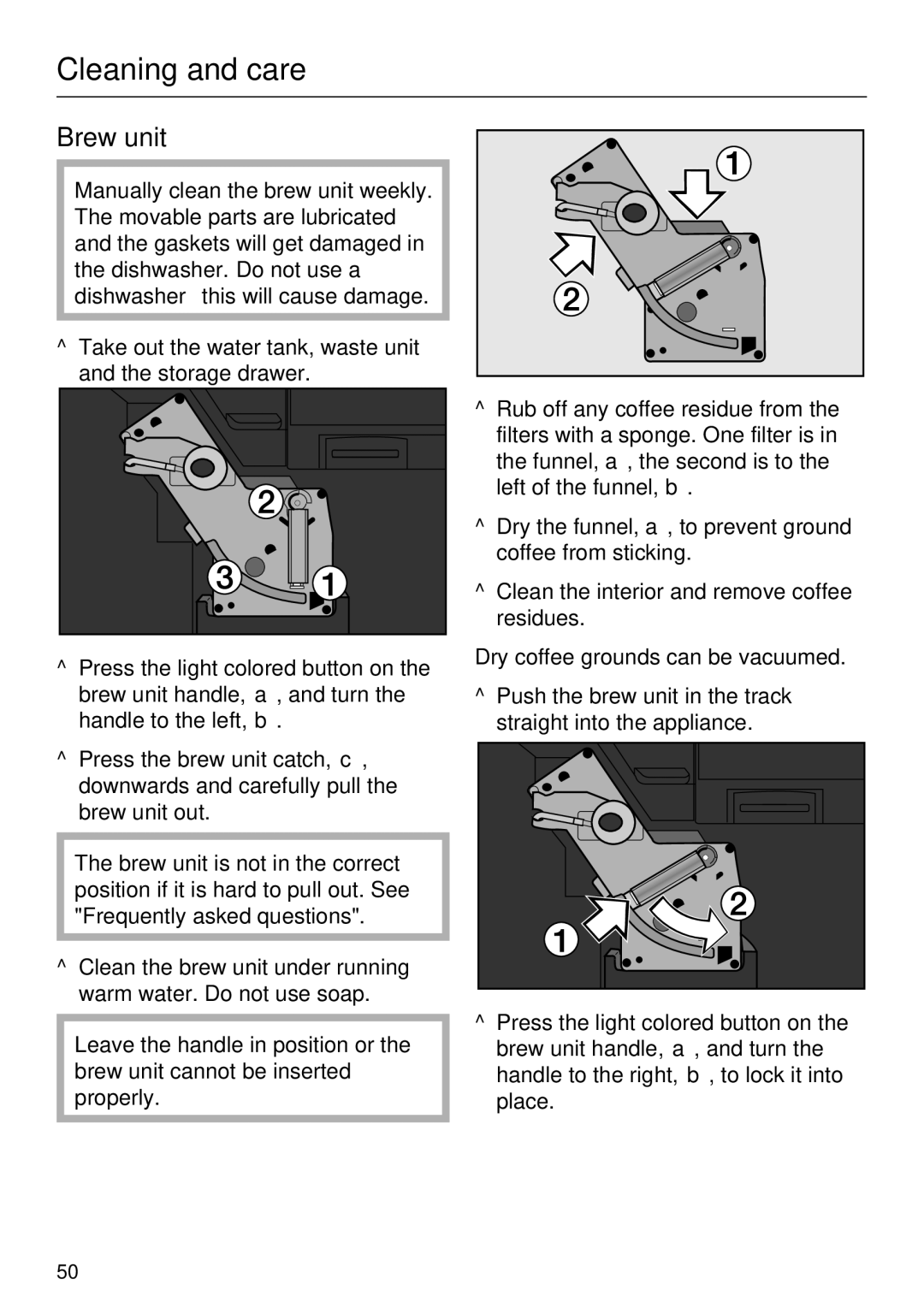 Miele CVA 4066 installation instructions Brew unit 