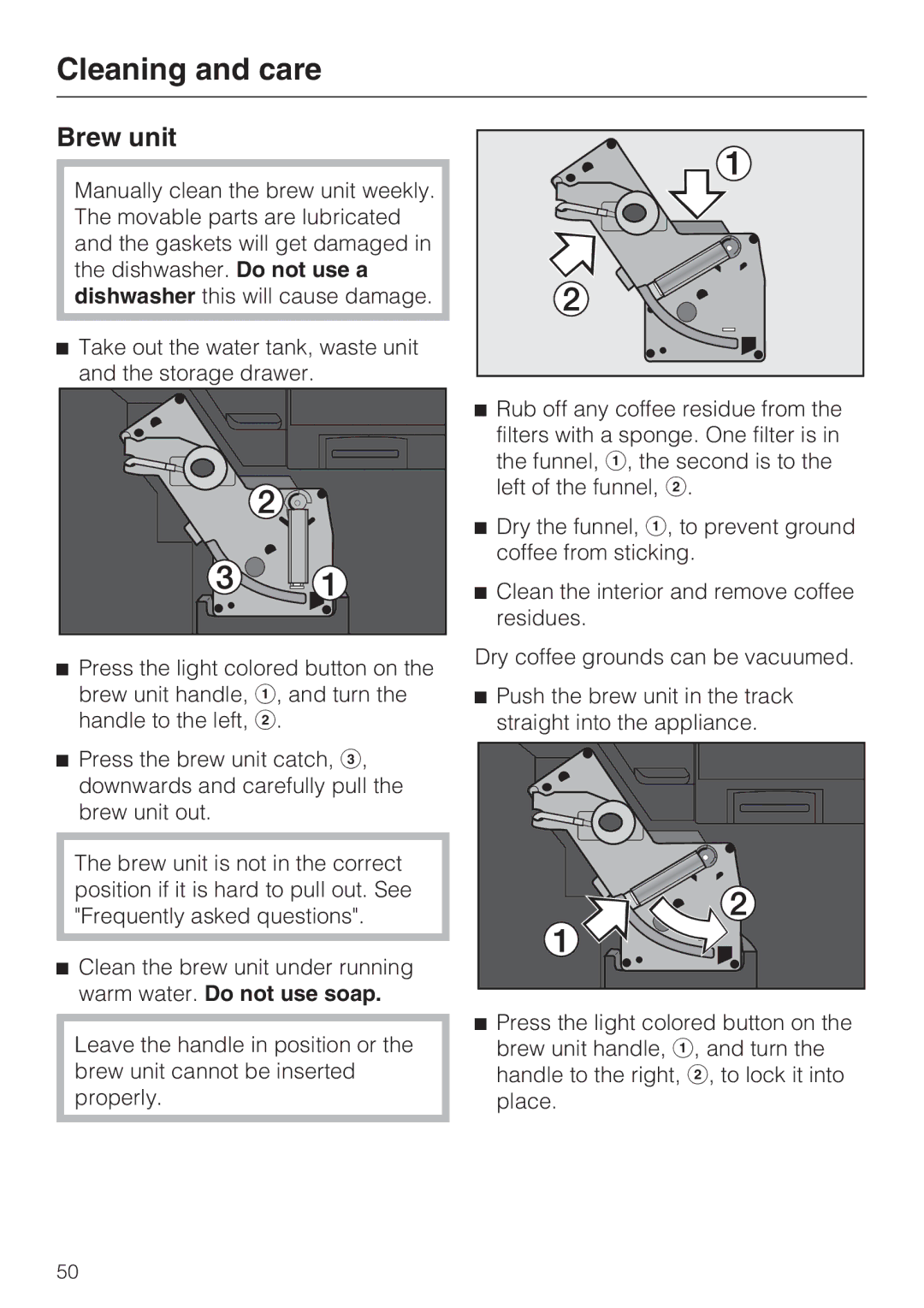 Miele CVA 4066 installation instructions Brew unit 