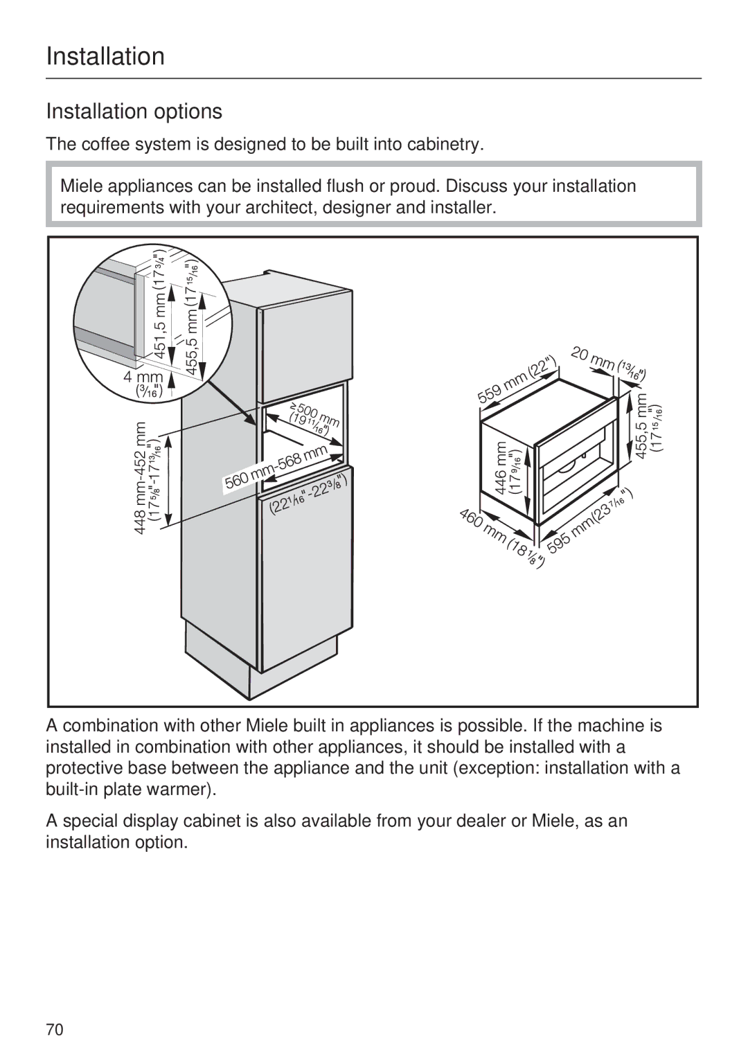 Miele CVA 4068, CVA 4062 installation instructions Installation options 