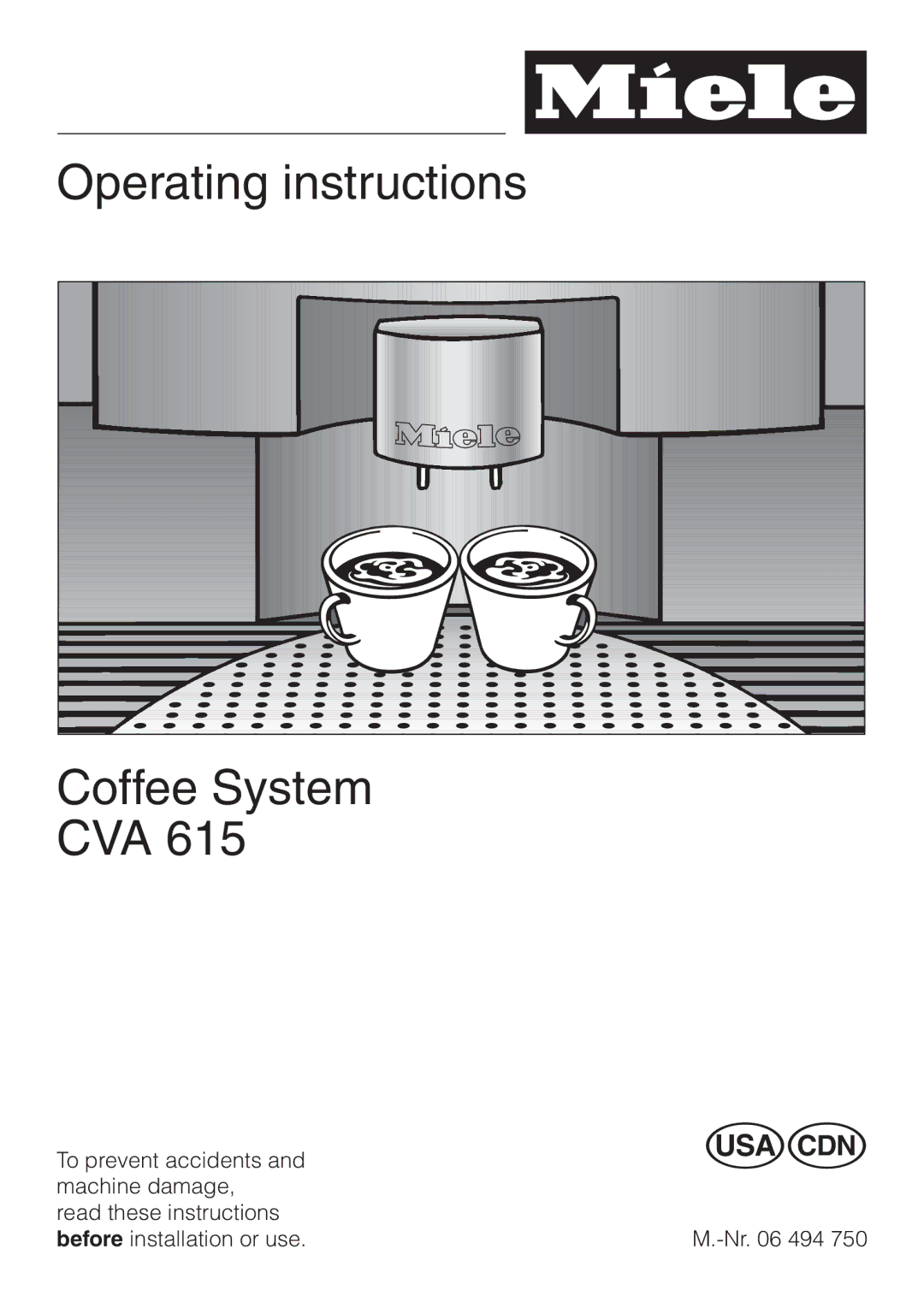 Miele CVA 615 operating instructions Operating instructions Coffee System CVA 