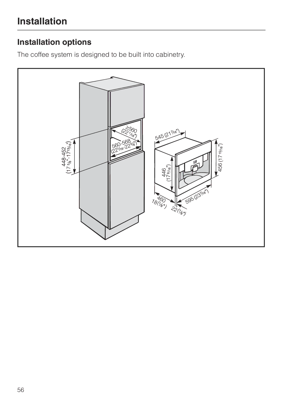 Miele CVA 615 operating instructions Installation options 