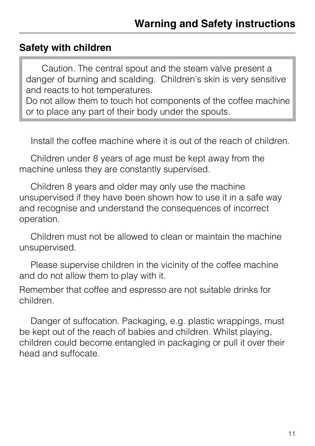 Miele CVA 6431 (C) installation instructions Safety with children 