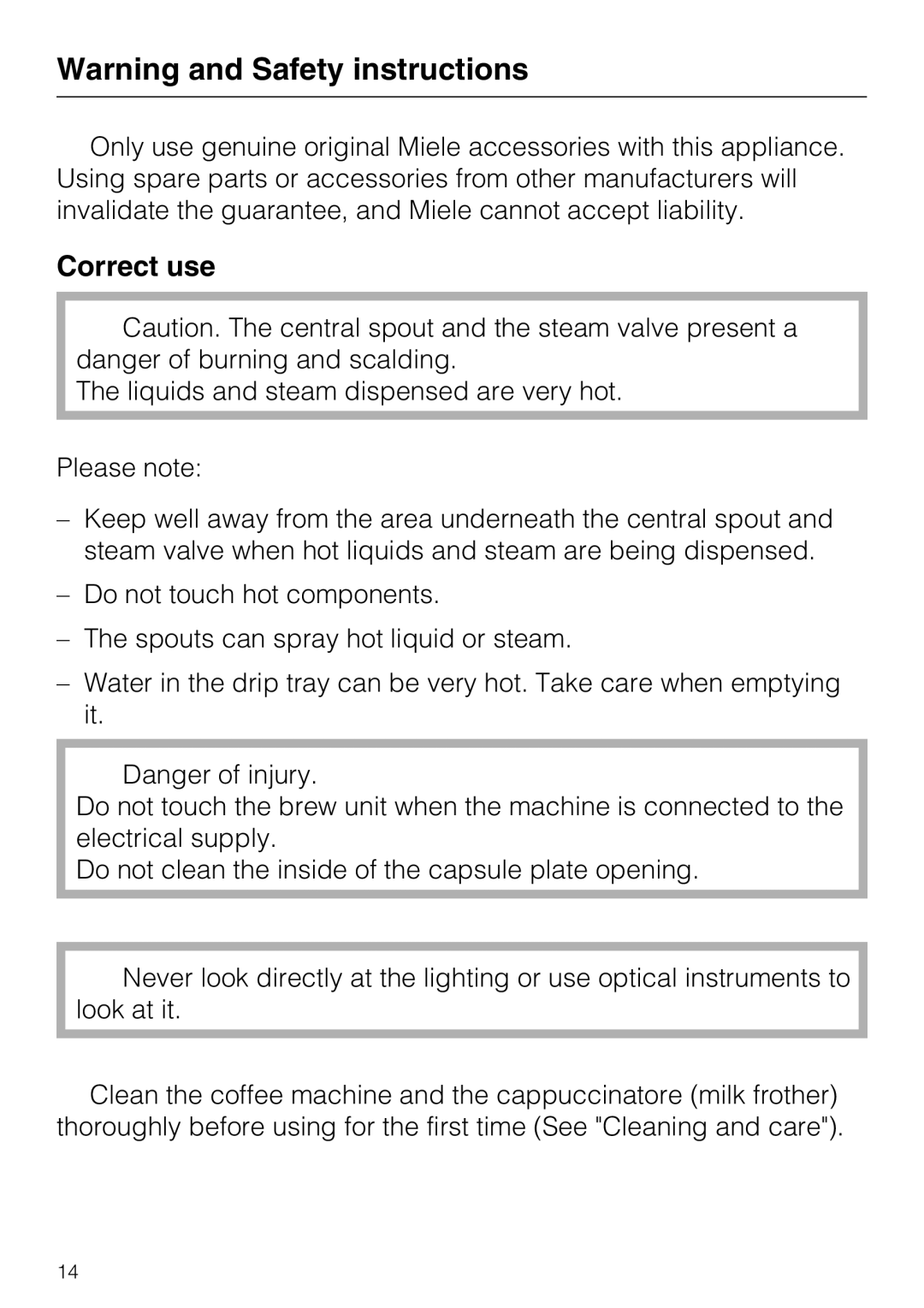 Miele CVA 6431 (C) installation instructions Correct use 