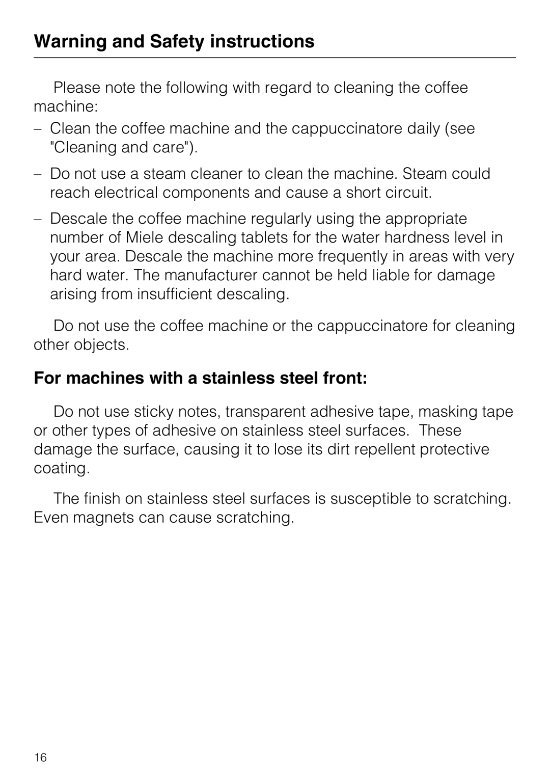 Miele CVA 6431 (C) installation instructions For machines with a stainless steel front 