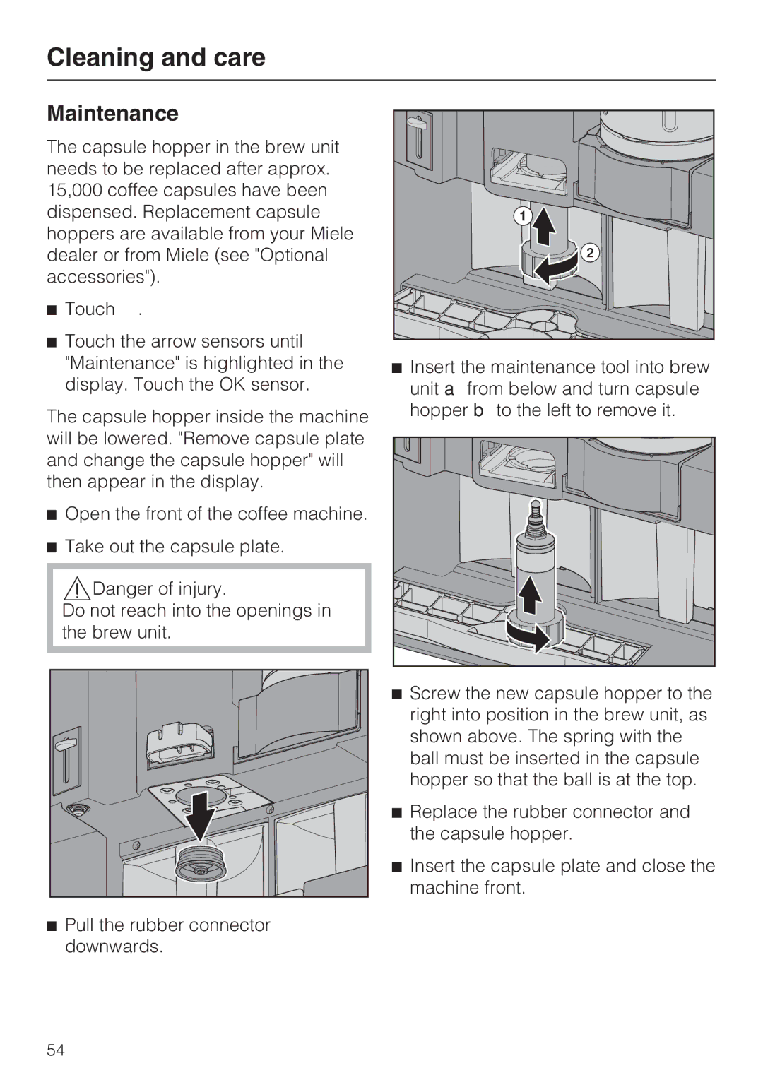 Miele CVA 6431 (C) installation instructions Maintenance 