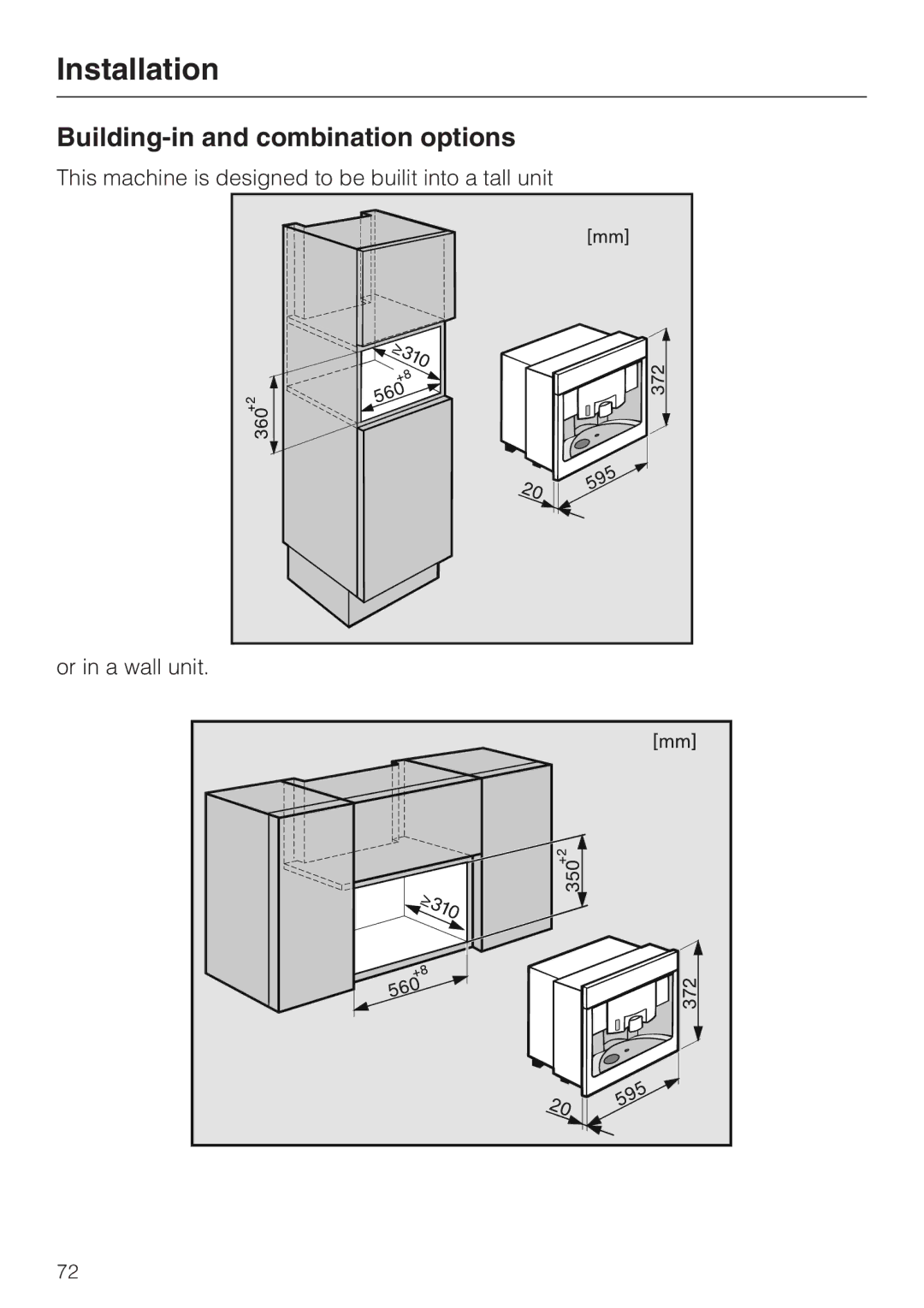 Miele CVA 6431 (C) installation instructions Installation, Building-in and combination options 