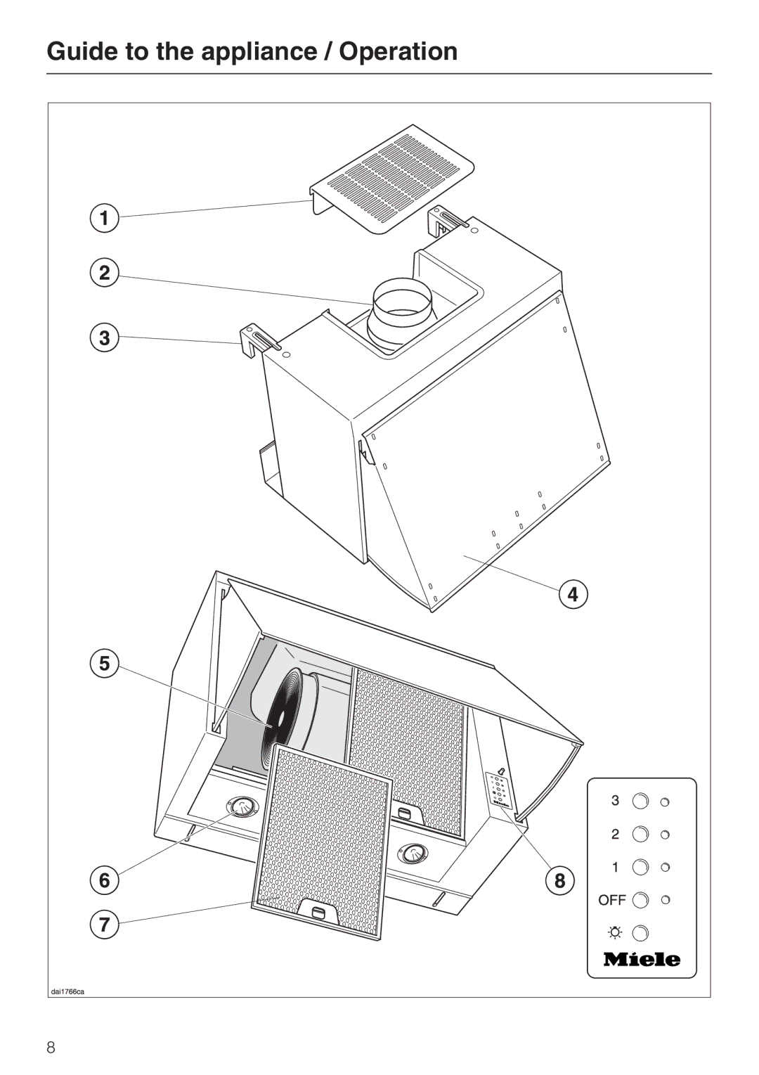 Miele DA 189, DA 186, DA 188 installation instructions Guide to the appliance / Operation 