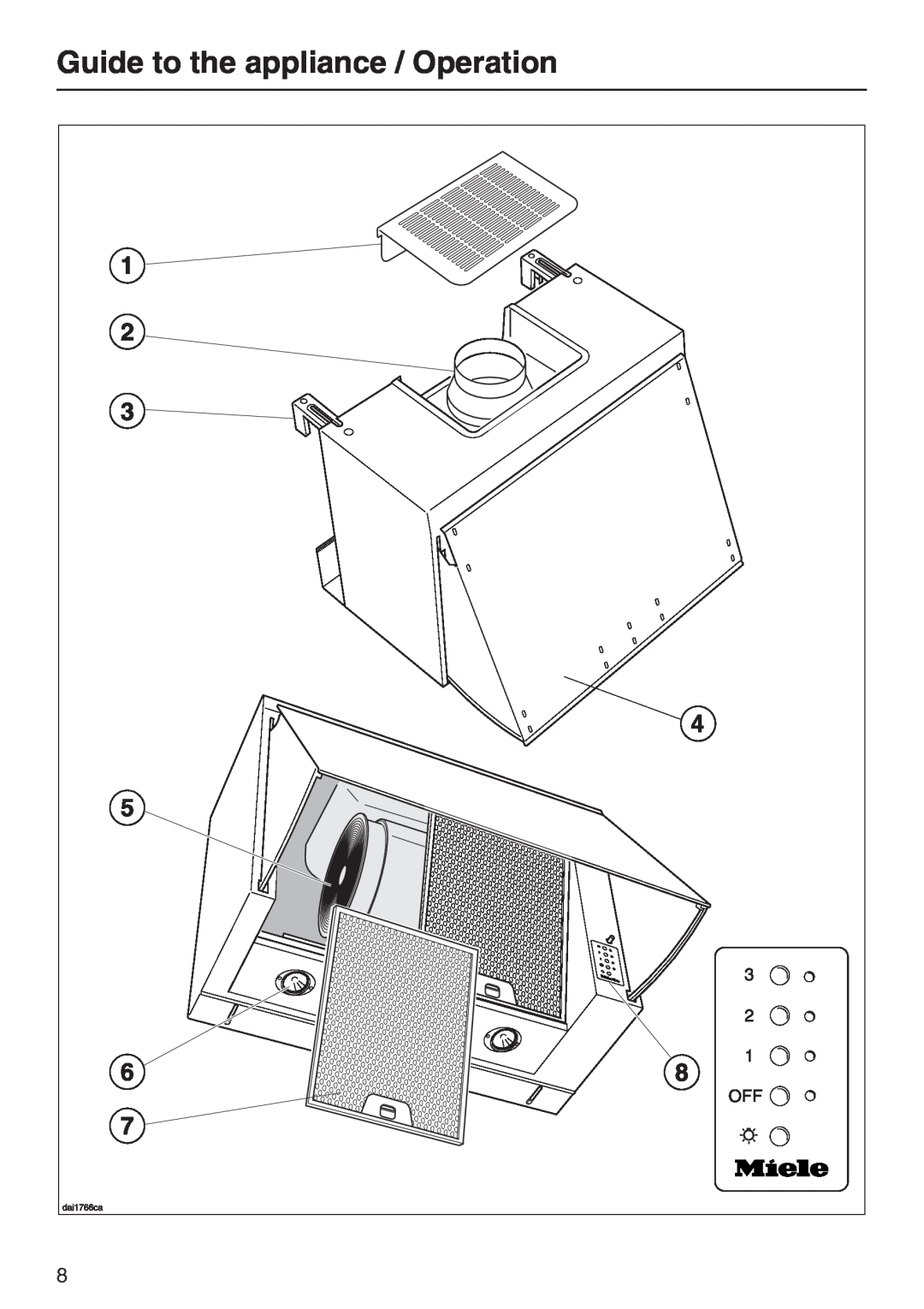 Miele DA 189, DA 186, DA 188 installation instructions Guide to the appliance / Operation 