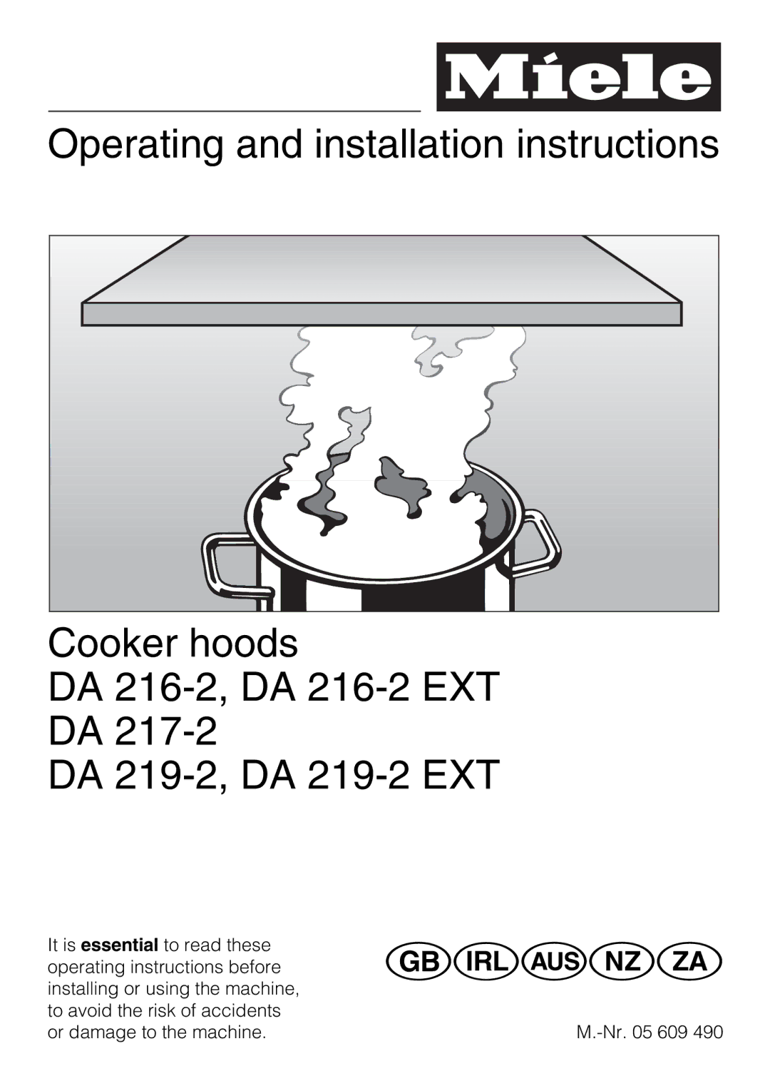 Miele DA 216-2 EXT, DA 219-2 EXT, DA 217-2 installation instructions GiWOZ 