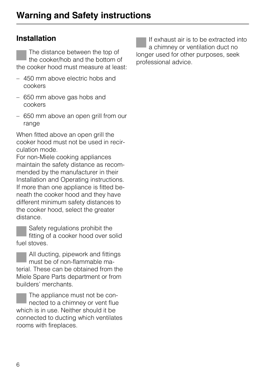 Miele DA 216-2 EXT, DA 219-2 EXT, DA 217-2 installation instructions Installation 