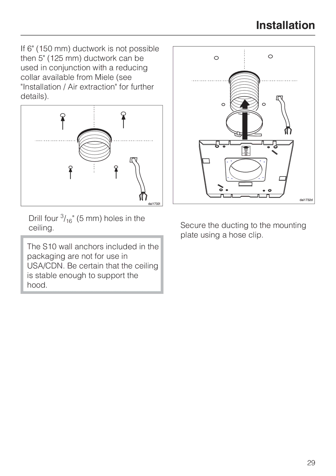 Miele DA 220-4 installation instructions Installation 