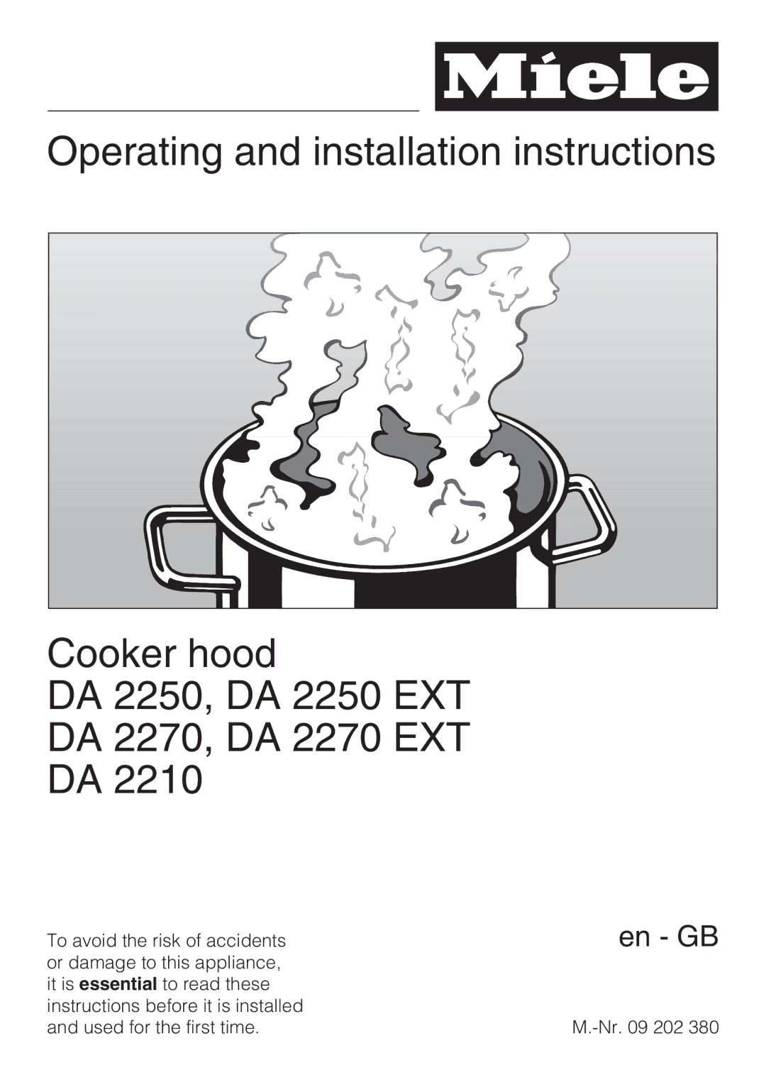 Miele DA 2270 EXT, DA 2210, DA 2250 EXT installation instructions En GB 