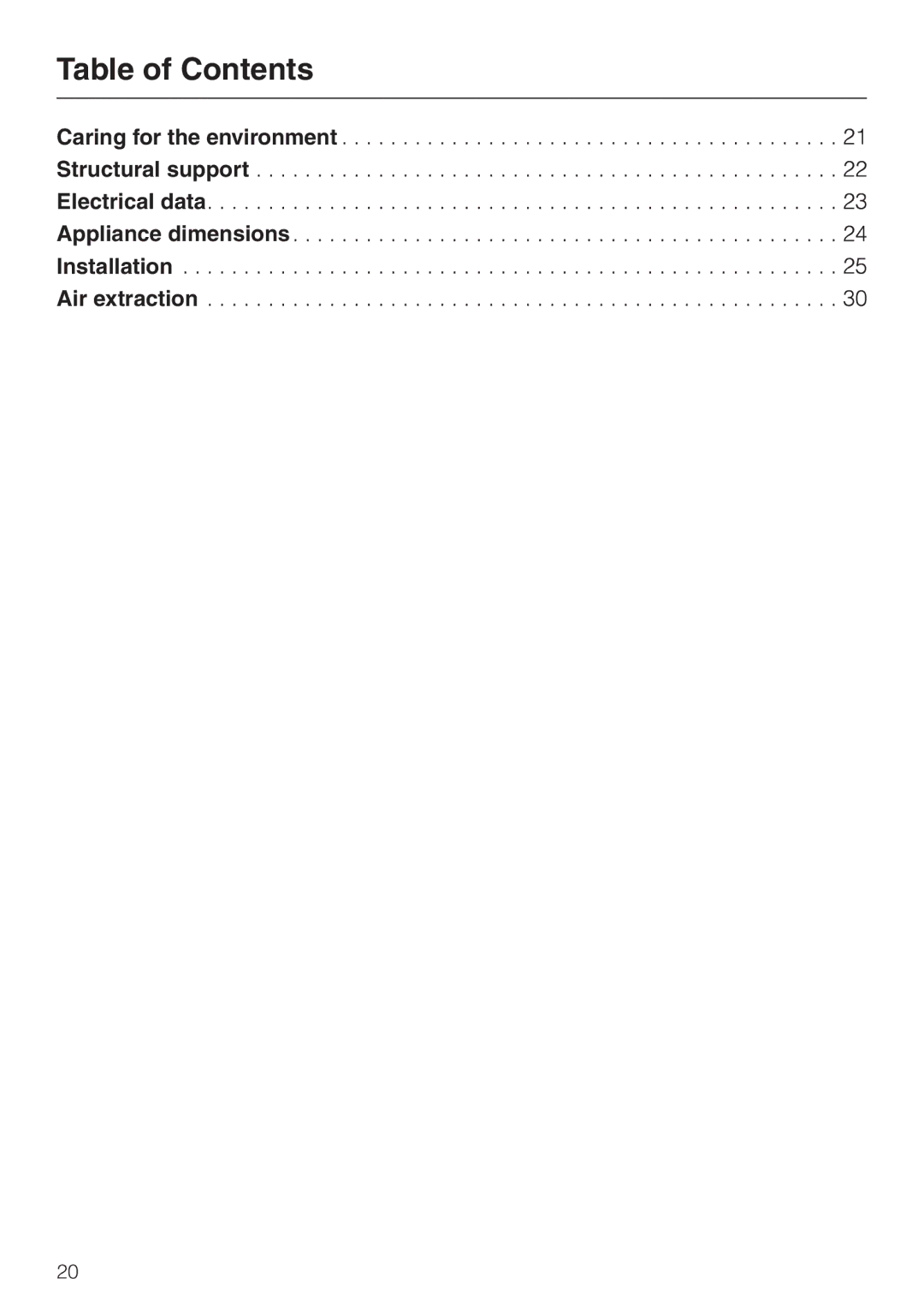 Miele DA 230-3 installation instructions Table of Contents 