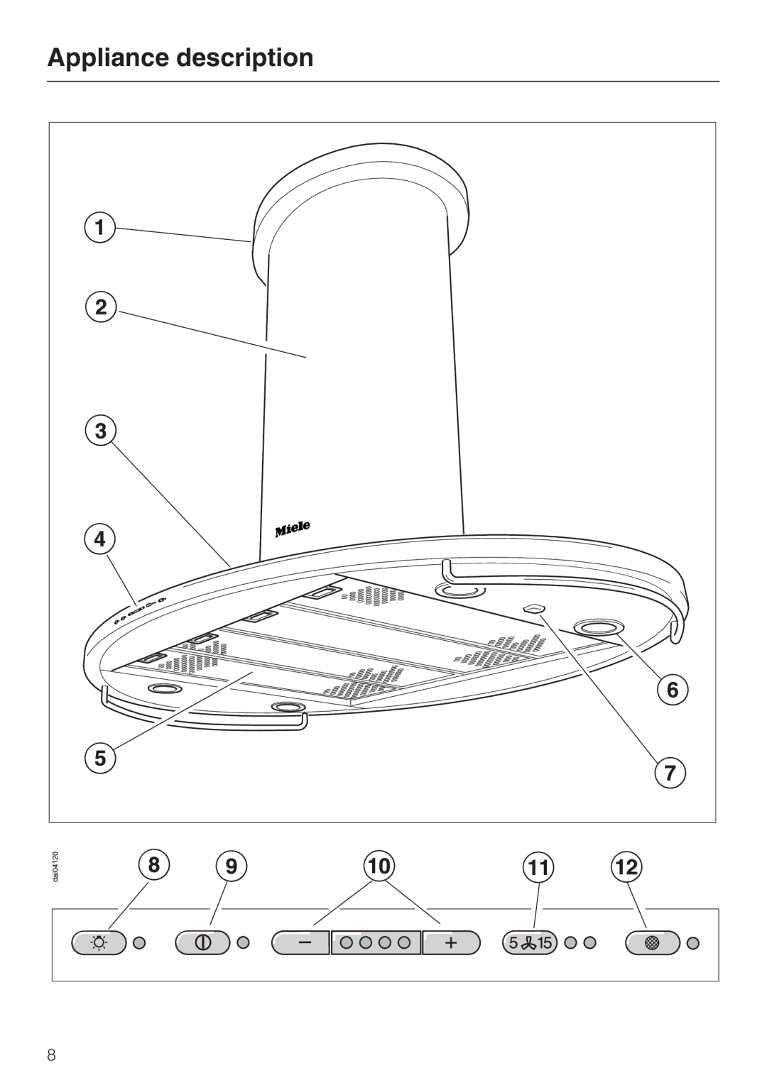 Miele DA 230-3 installation instructions Appliance description 