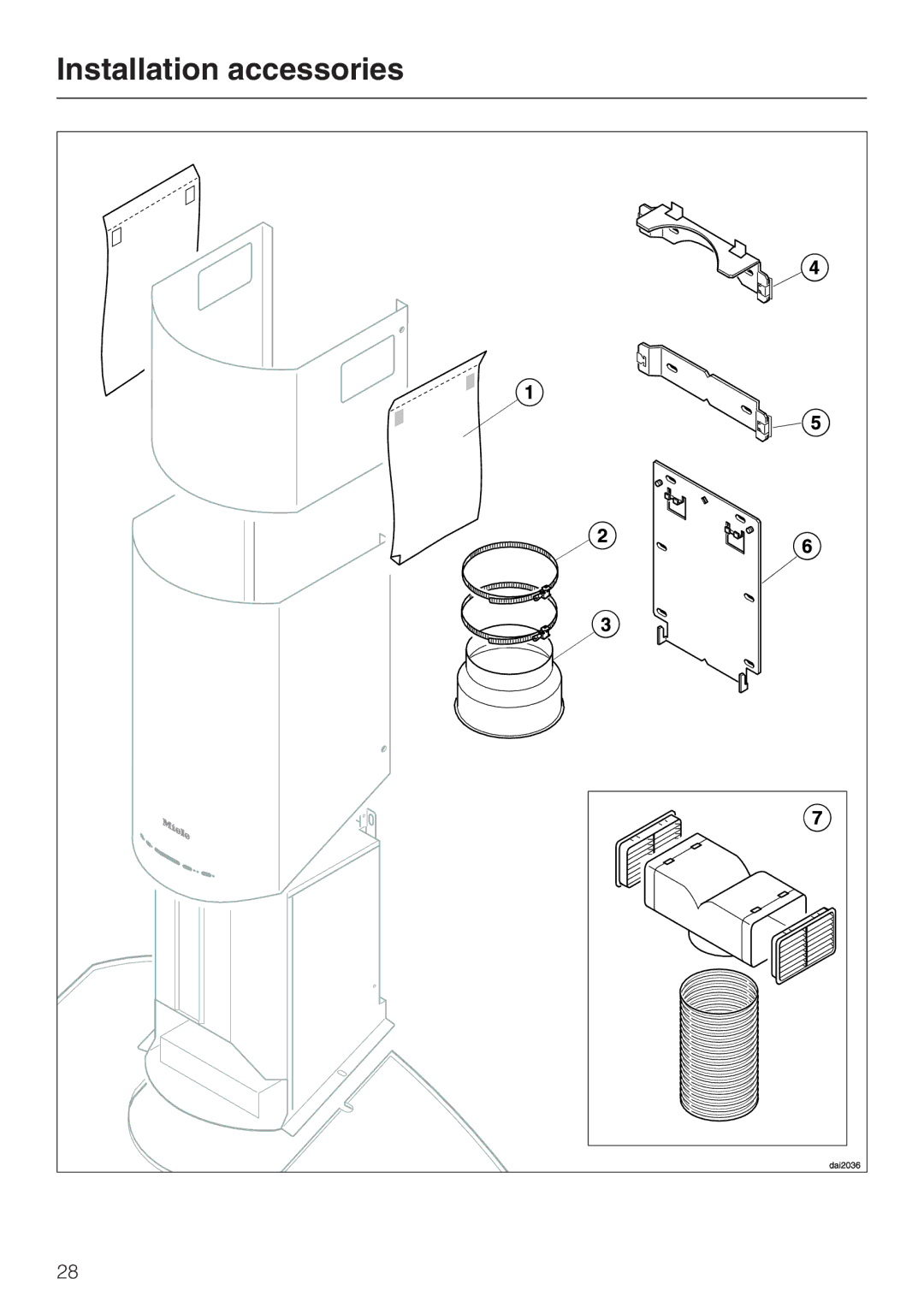 Miele DA 249-4 installation instructions Installation accessories 