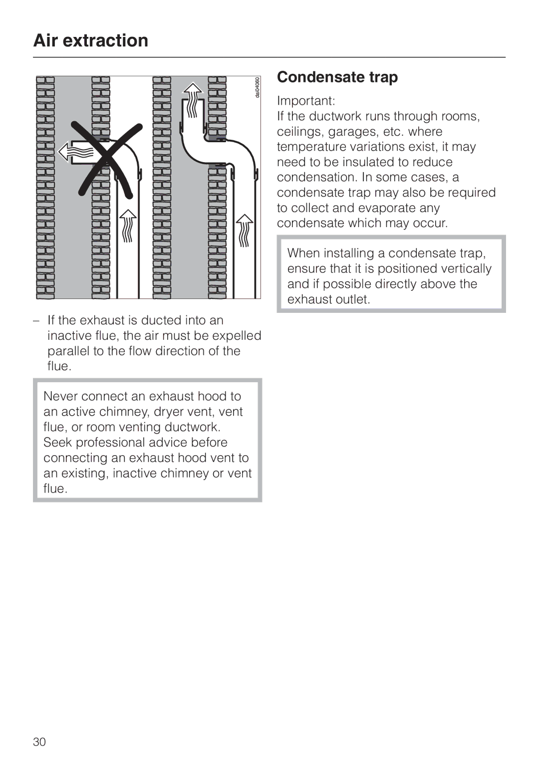 Miele DA 250 installation instructions Condensate trap 