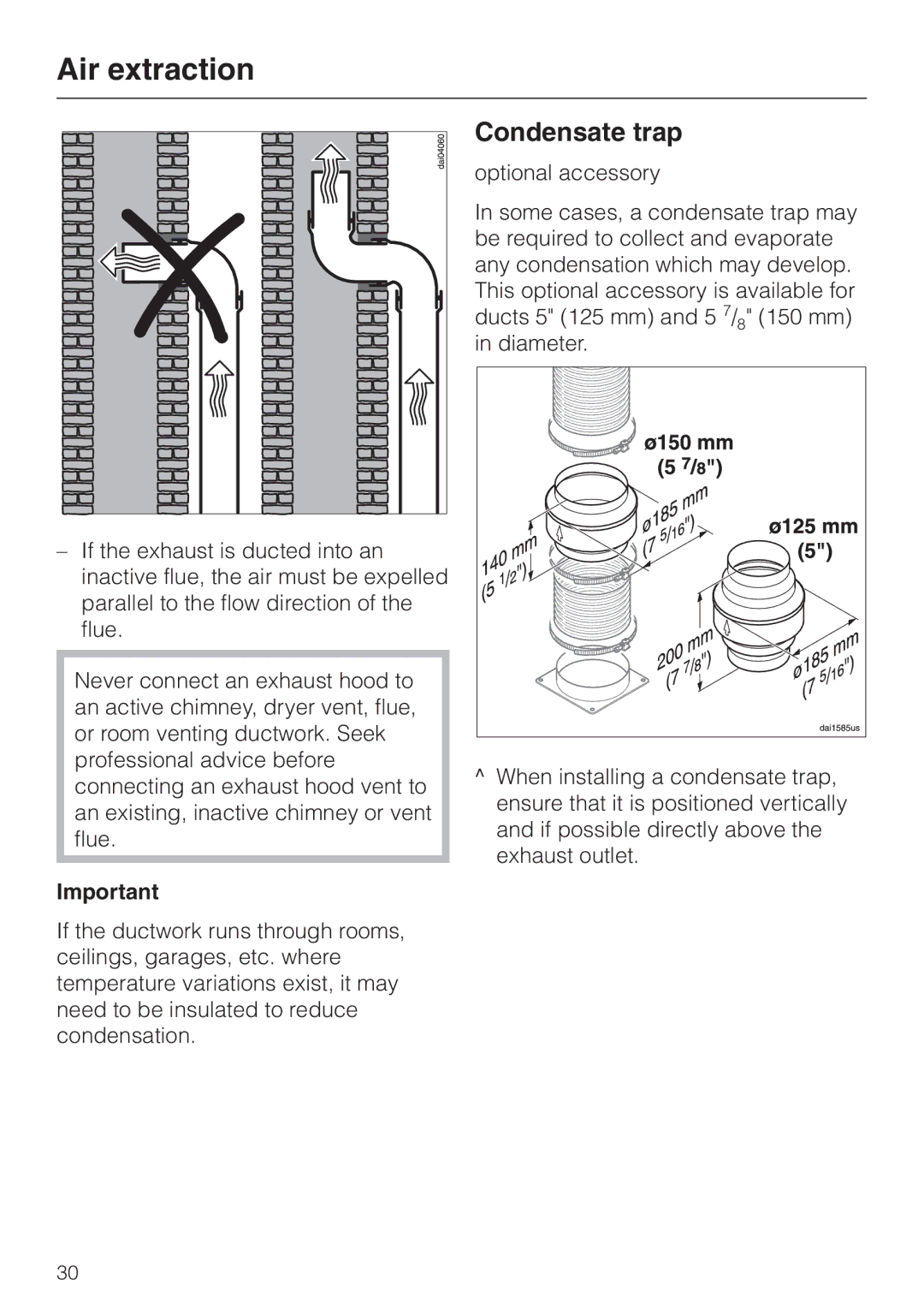 Miele DA 270-4 installation instructions Condensate trap 