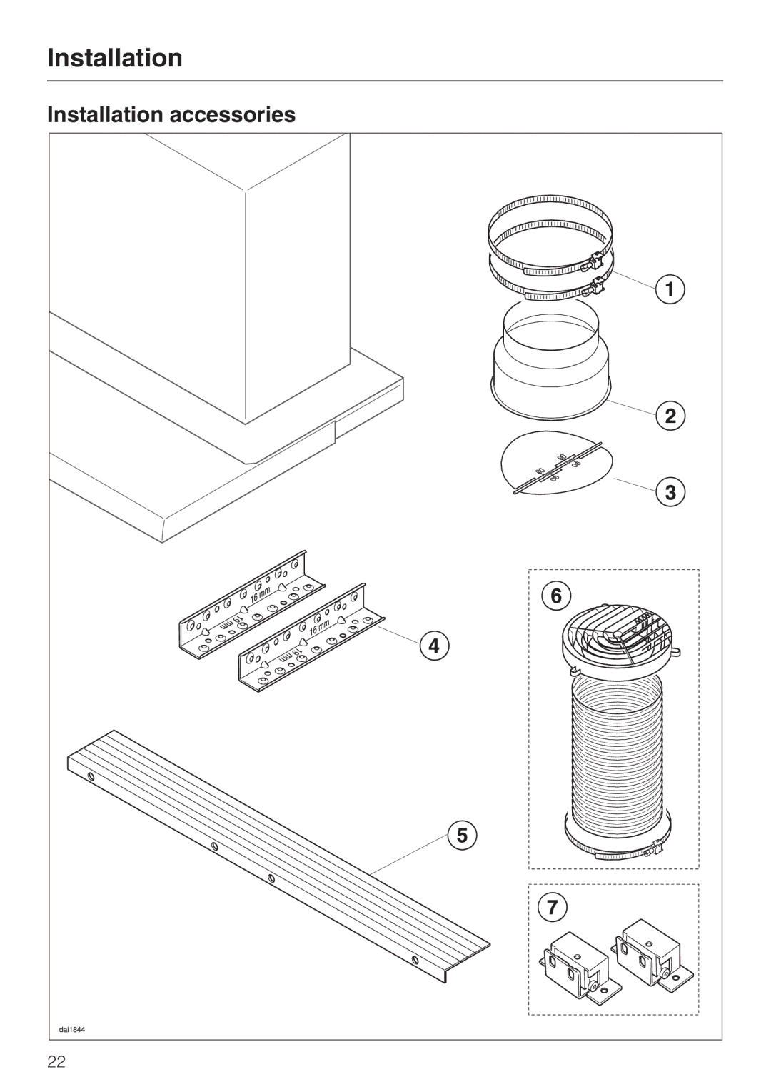 Miele DA 3190 EXT, DA 3160 EXT installation instructions Installation accessories 