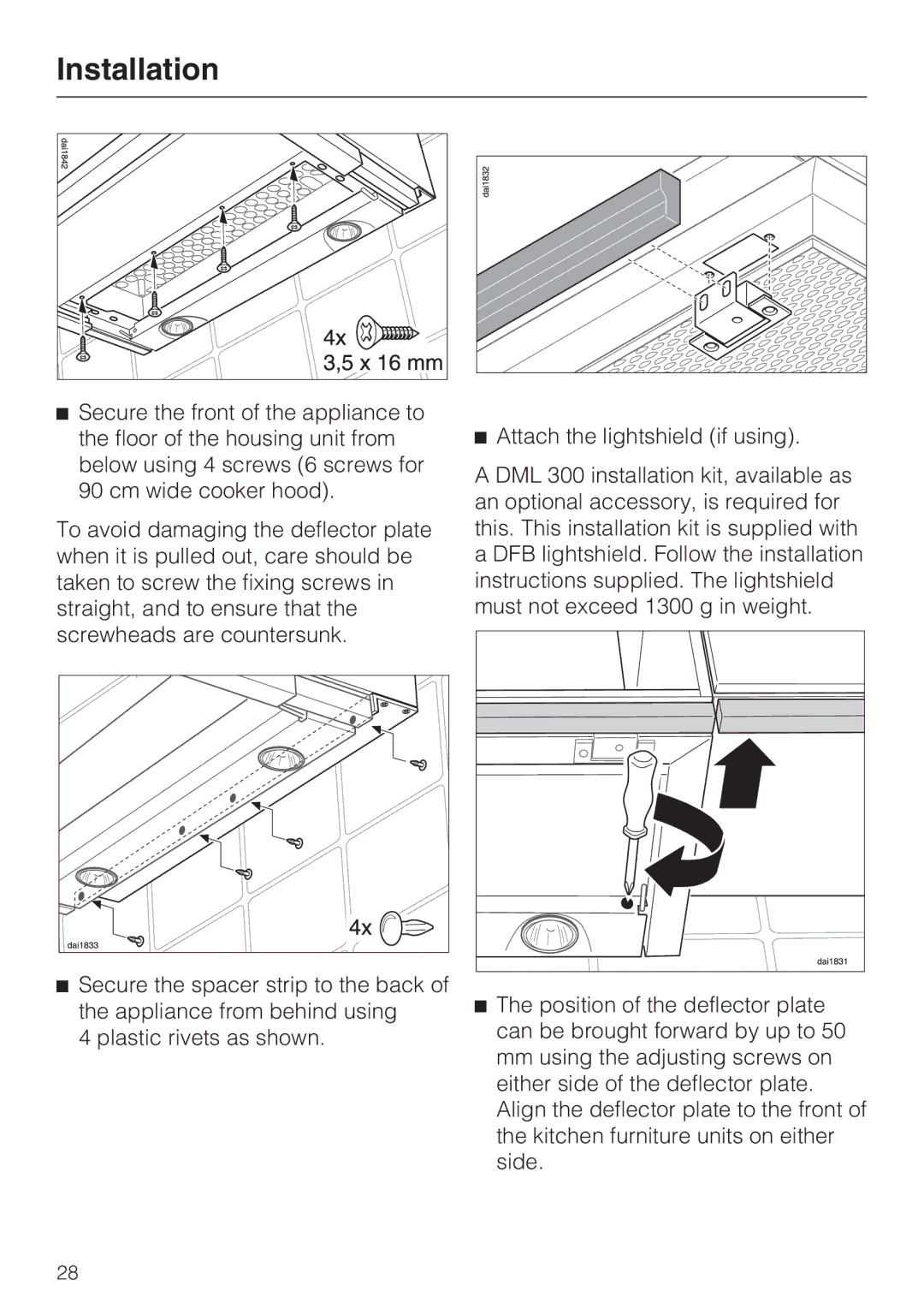 Miele DA 3190 EXT, DA 3160 EXT installation instructions Installation 