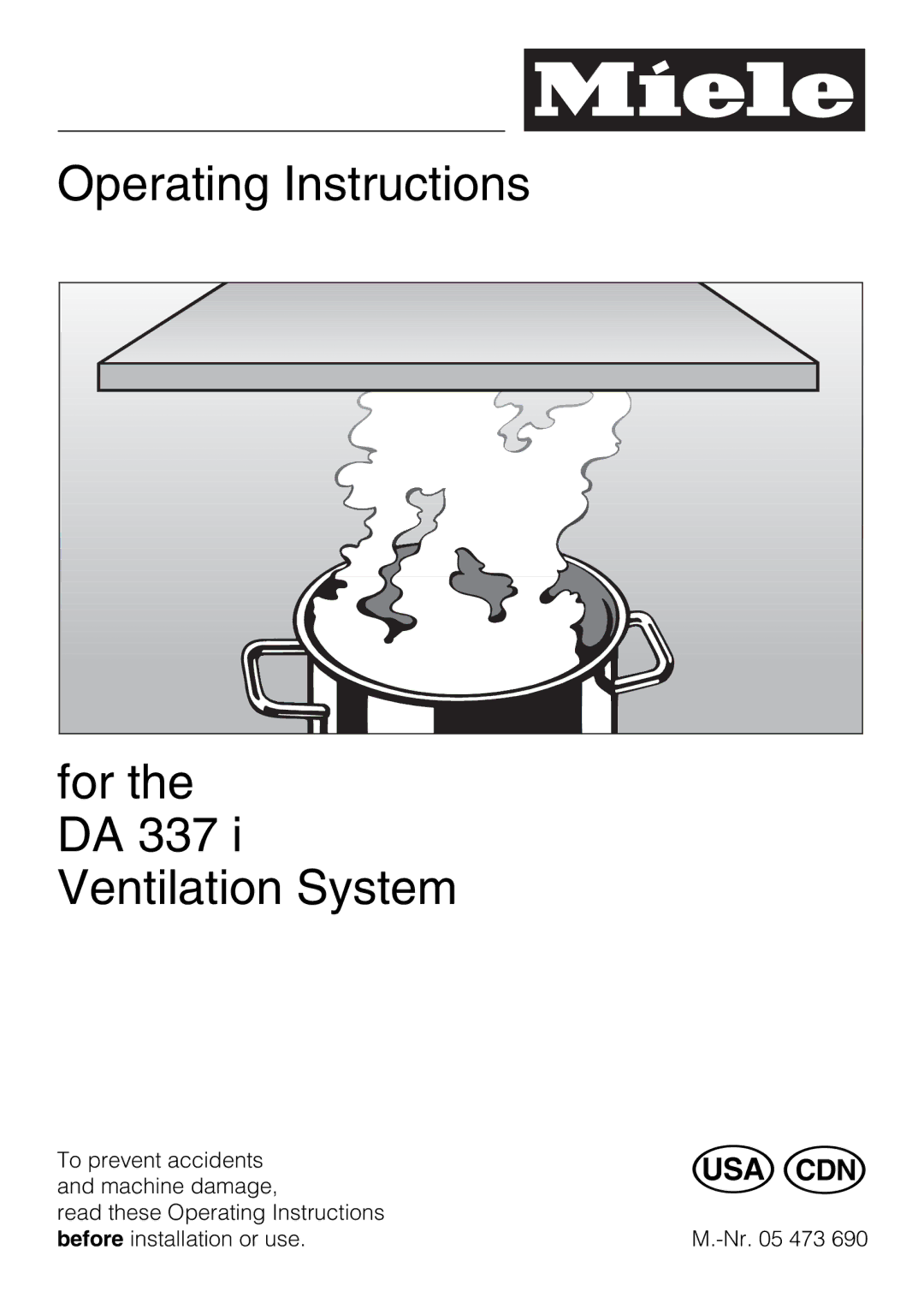 Miele DA 337 I operating instructions Operating Instructions For the DA 337 i Ventilation System 