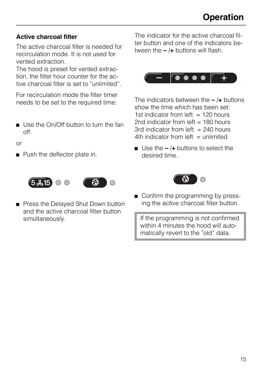 Miele DA 337 I operating instructions Active charcoal filter 