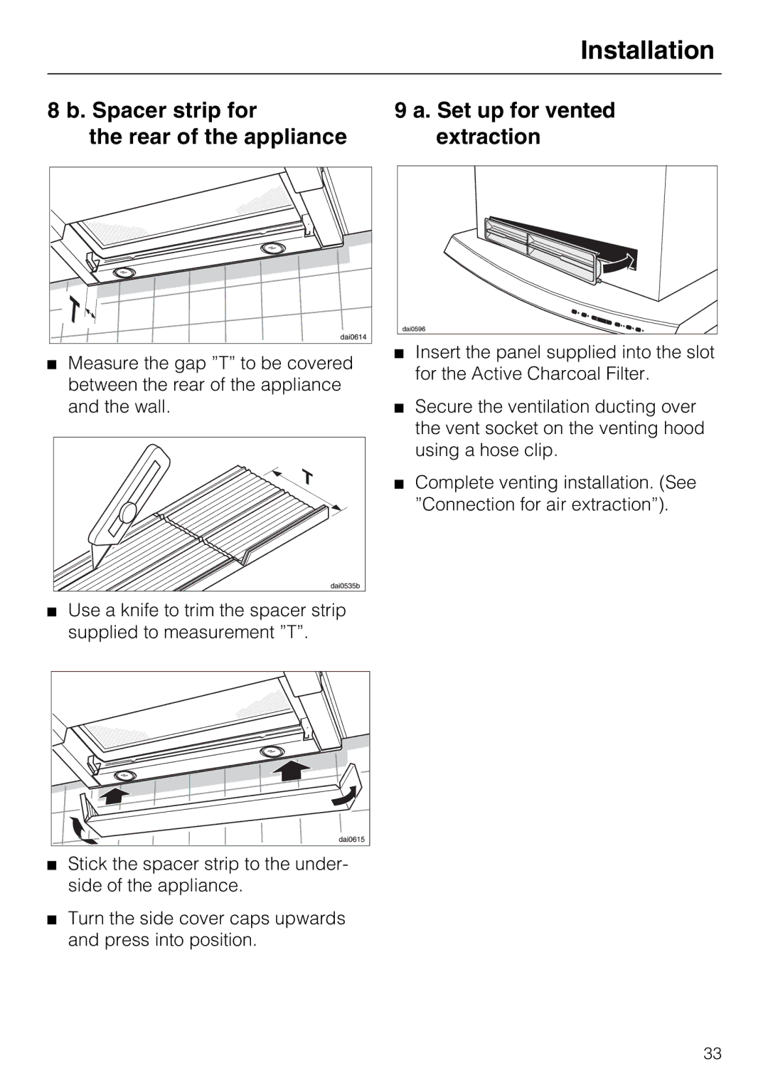 Miele DA 337 I operating instructions Installation 