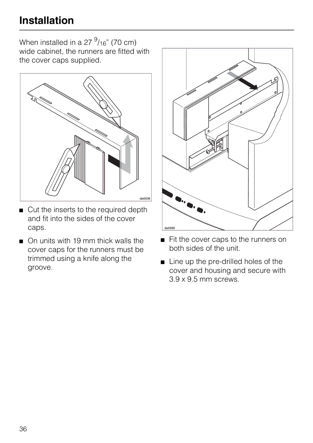 Miele DA 337 I operating instructions Installation 