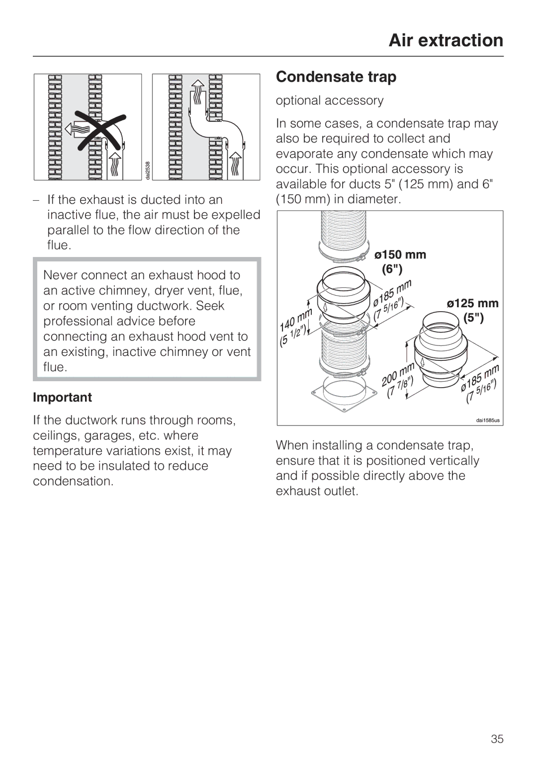 Miele DA 3490, DA 3460, DA 3480 installation instructions Condensate trap 