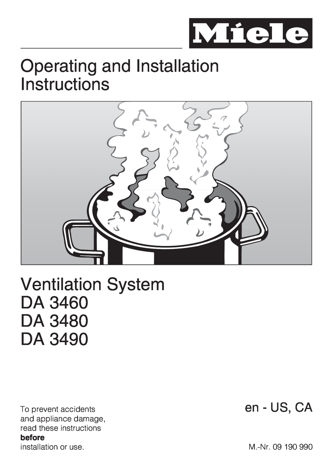 Miele dimensions Product and Cut-outDimensions, Page 1 of, DA 3480 Built-InHoods, Location Codes 