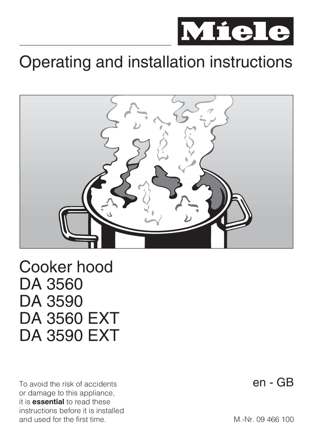 Miele DA 3590 EXT, DA 3560 EXT installation instructions En GB 