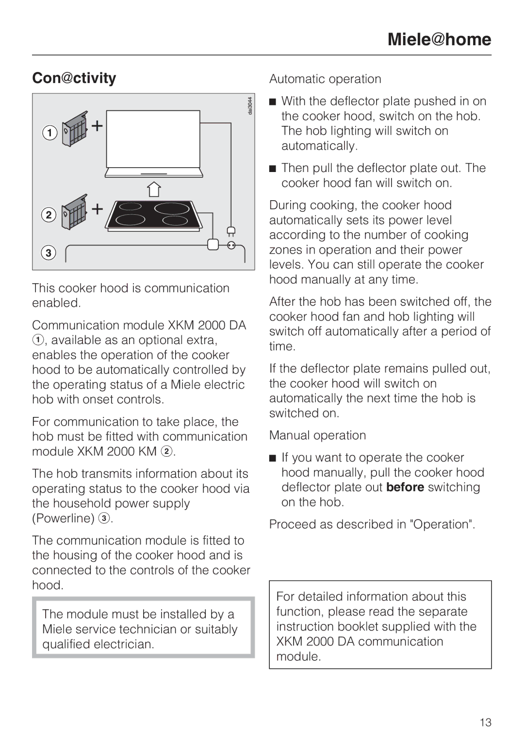 Miele DA 3590 EXT, DA 3560 EXT installation instructions Mielehome, Conctivity 