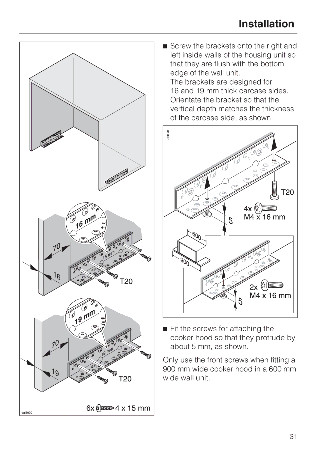 Miele DA 3560 EXT, DA 3590 EXT installation instructions Installation 