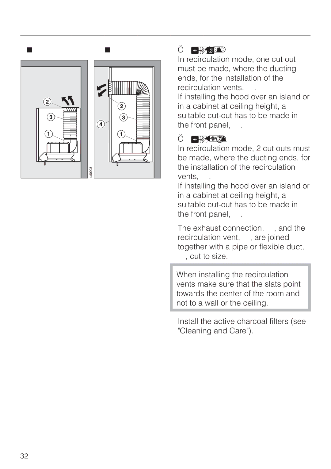 Miele DA 362-75 installation instructions Recirculation connection 