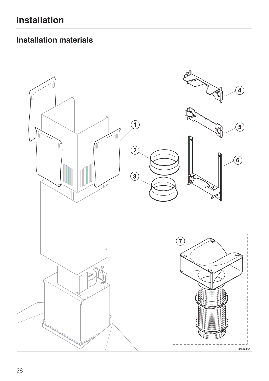 Miele DA 399-5, DA 398-5 installation instructions Installation materials 