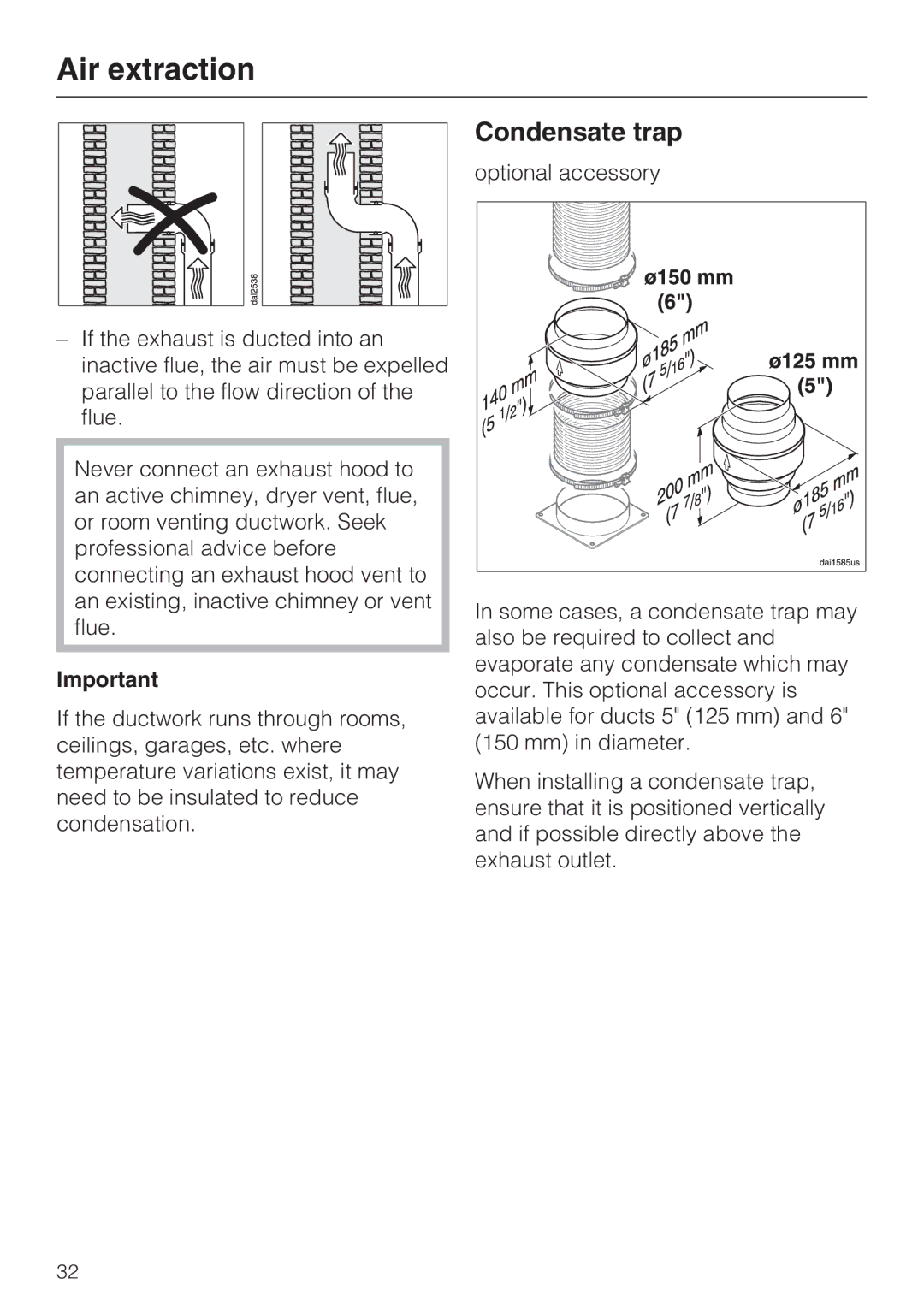 Miele DA 399-5, DA 398-5 installation instructions Condensate trap 