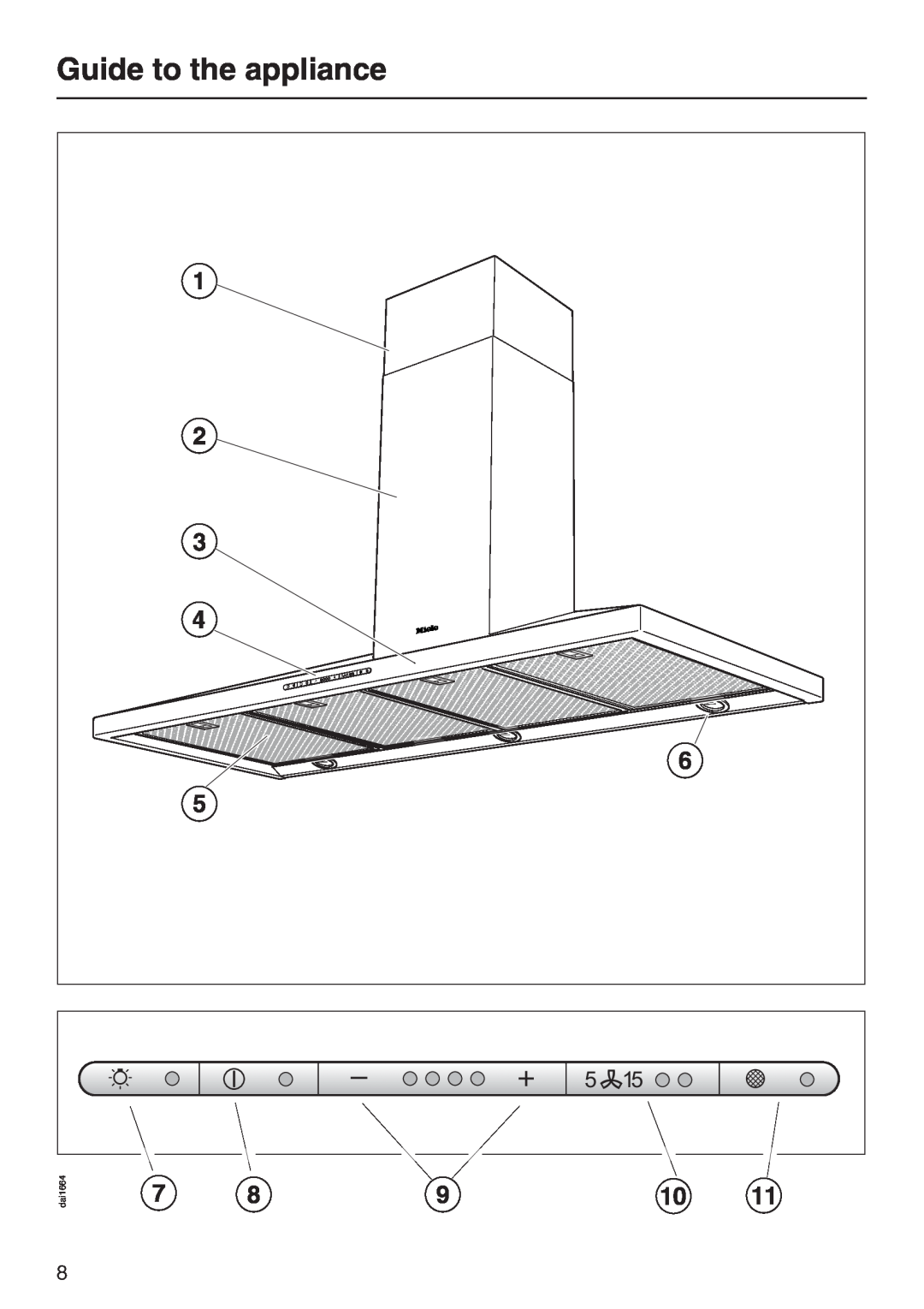 Miele DA 402 installation instructions Guide to the appliance, dai1664, + 5m15 