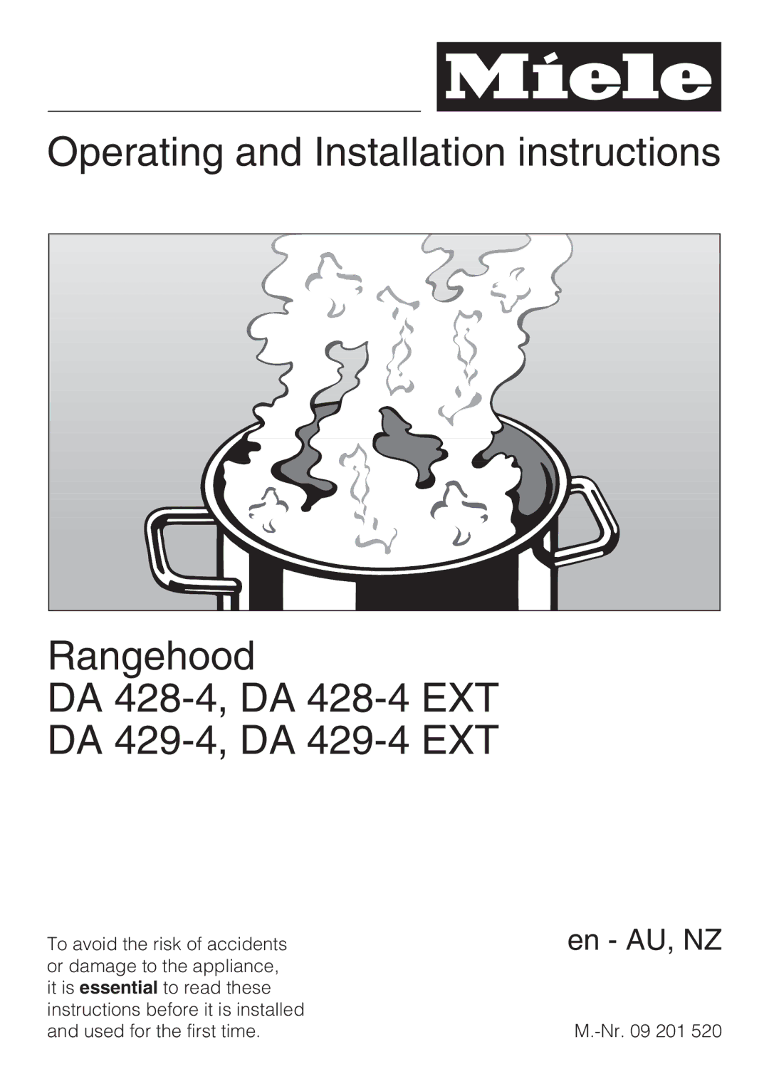 Miele DA 429-4 EXT, DA 428-4 EXT installation instructions En AU, NZ 