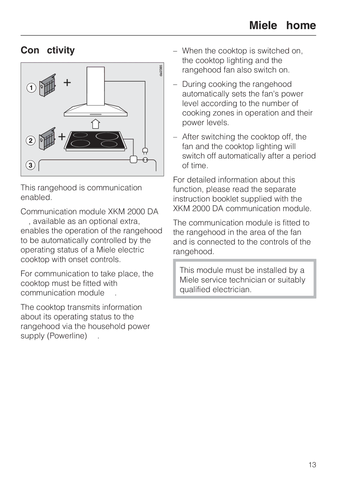 Miele DA 429-4 EXT, DA 428-4 EXT installation instructions Mielehome, Conctivity 