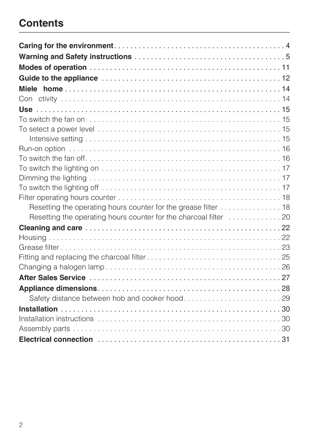 Miele DA 5100 D U, DA 5100 D EXT installation instructions Contents 