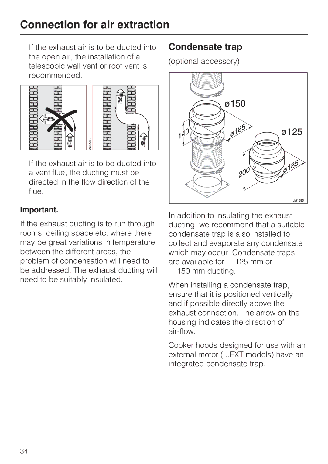 Miele DA 5100 D EXT, DA 5100 D U installation instructions Condensate trap 