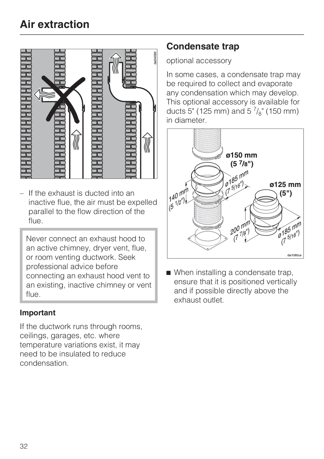 Miele DA 5100 D installation instructions Condensate trap 