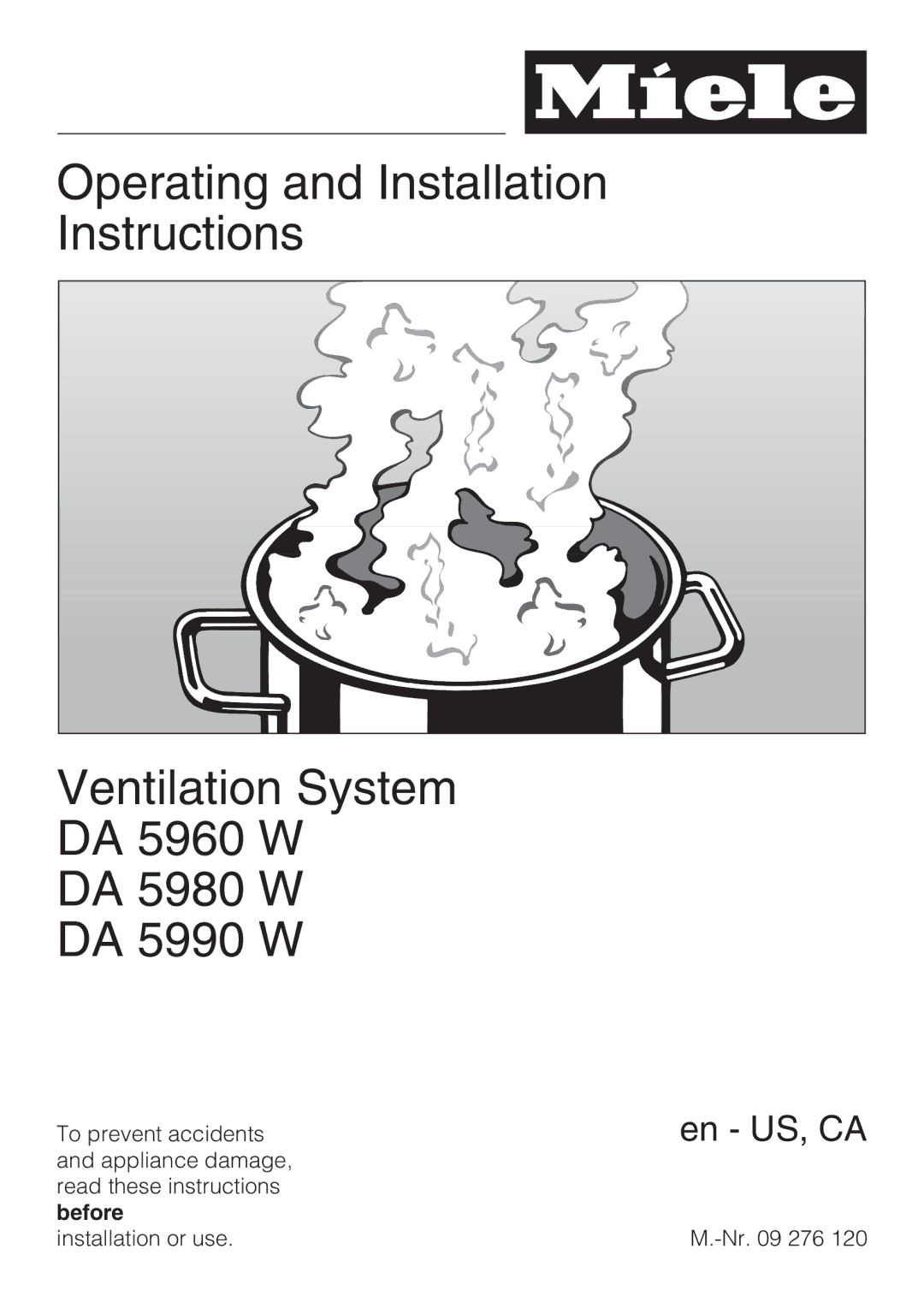 Miele DA 5980 W, DA 5990 W, DA 5960 W installation instructions En US, CA 