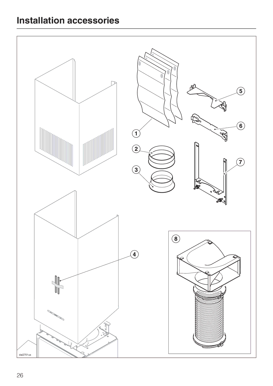 Miele DA 5960 W, DA 5990 W, DA 5980 W installation instructions Installation accessories 