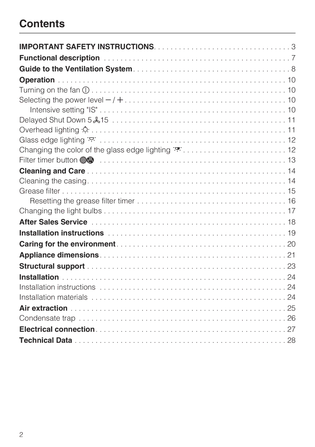 Miele DA 6290 D installation instructions Contents 