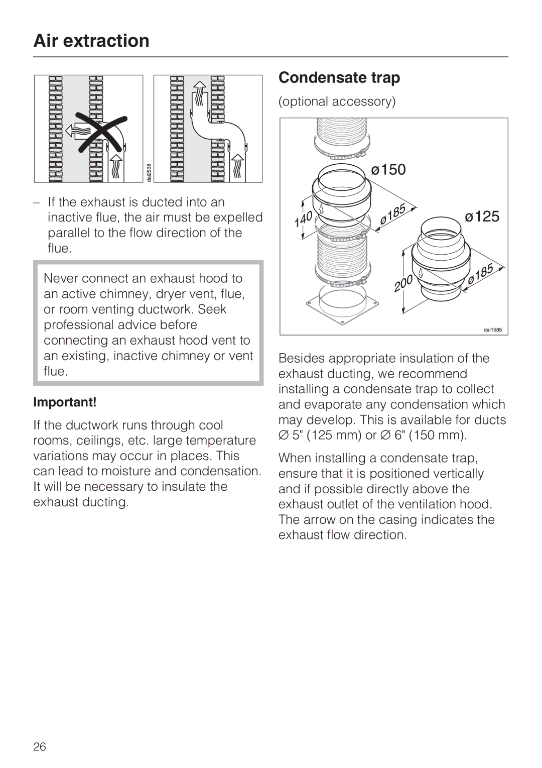 Miele DA 6290 D installation instructions Condensate trap 