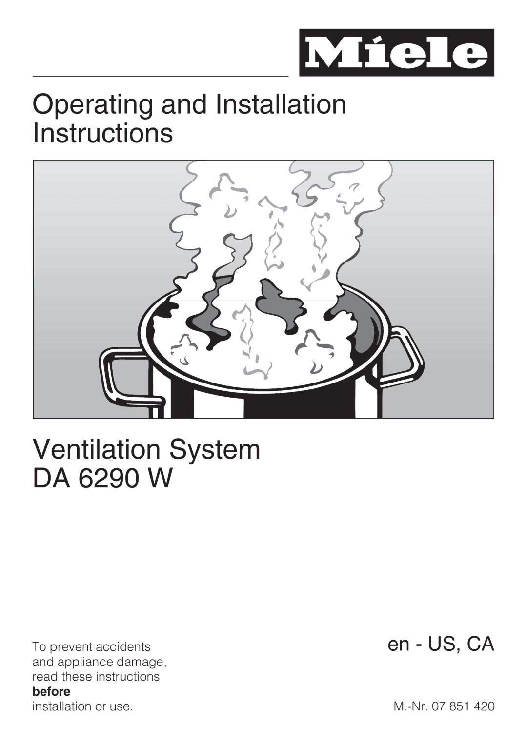 Miele DA 6290 W installation instructions En US, CA 