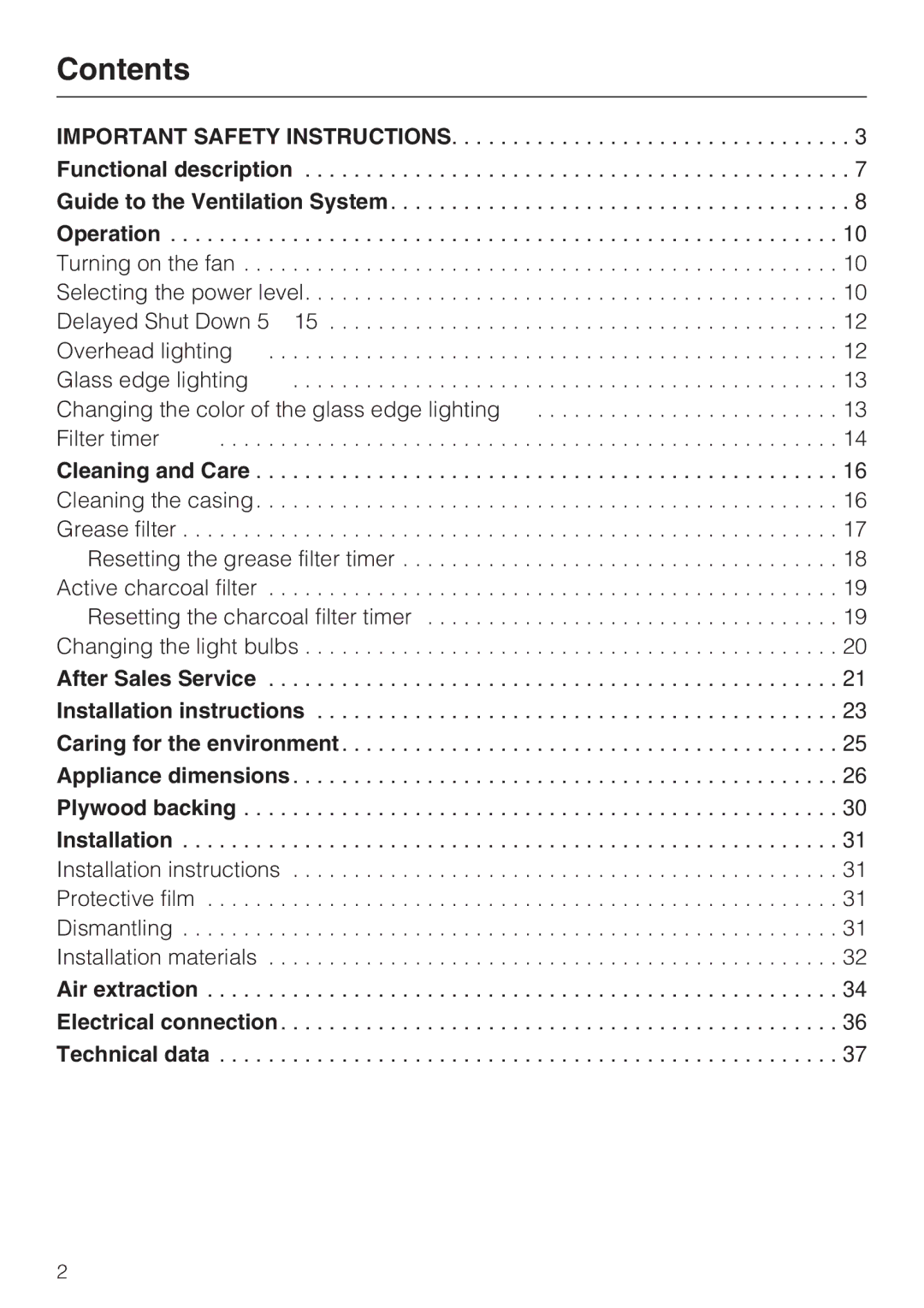 Miele DA 6290 W installation instructions Contents 